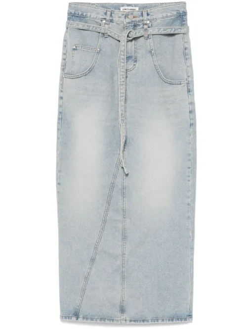 Jupe longue en jean à taille ceinturée - Low Classic - Modalova