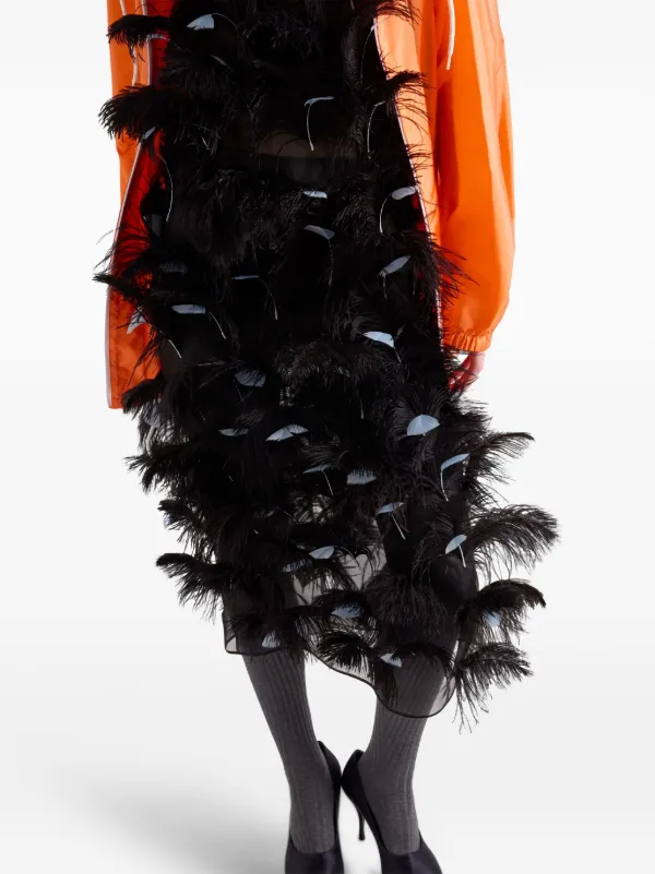 【送料&関税込】Prada Embellished Organza Dress Prada Feather-embellished Silk Organza Dress | Black | FARFETCH