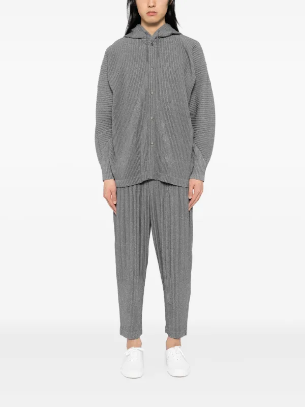 Homme Plissé Issey Miyake プリーツ フーデッドジャケット | グレー 