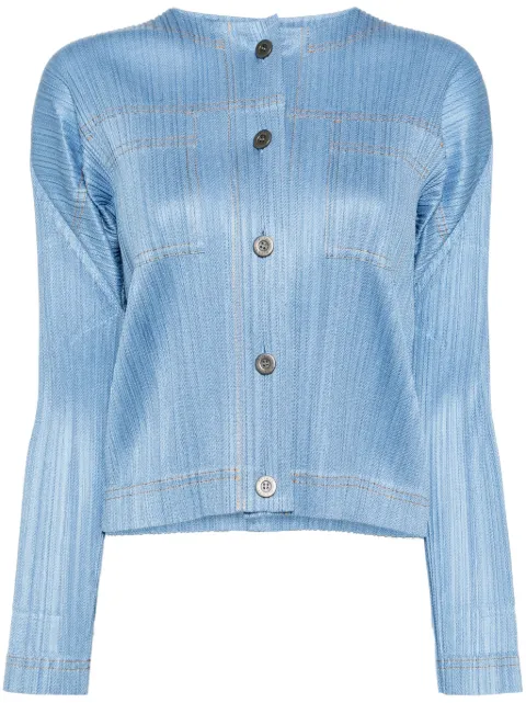 Pleats Please Issey Miyake chamarra de mezclilla