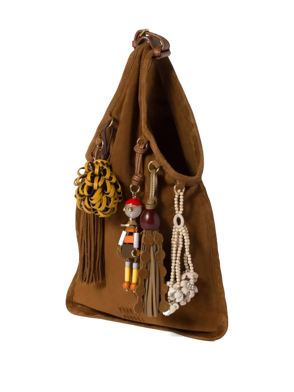 Miu Trick suède shopper Bruin
