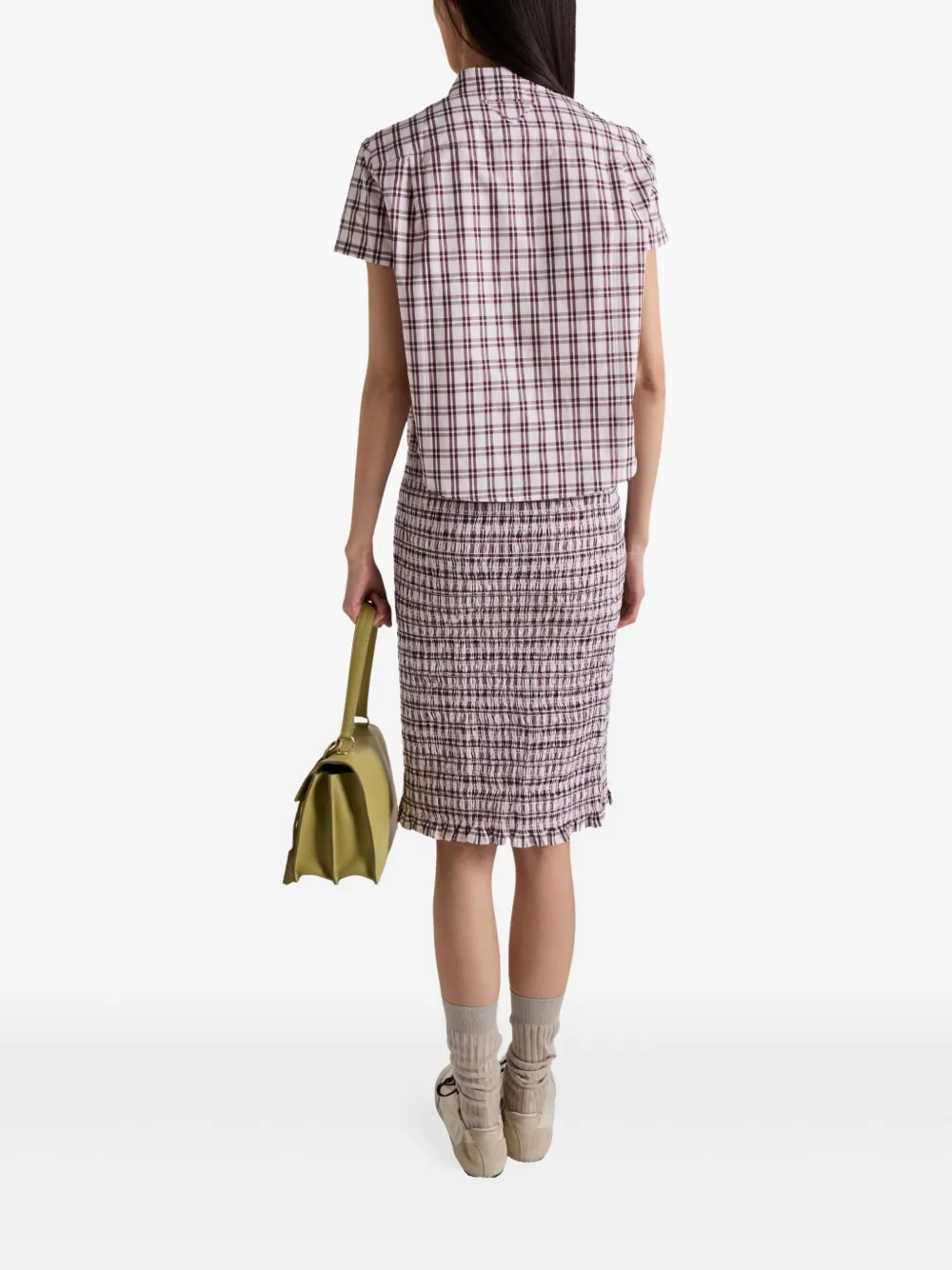 Prada Geruit blouse Roze