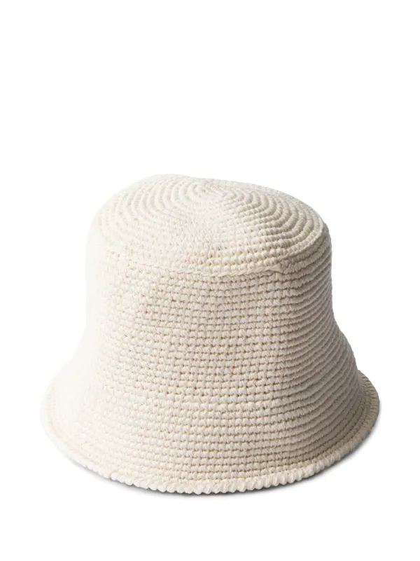 Prada Crochet Bucket Hat | White | FARFETCH