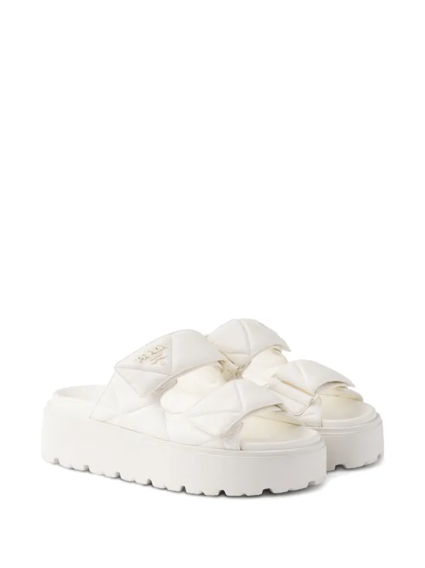Prada 45mm Padded Leather Sandals White FARFETCH PH