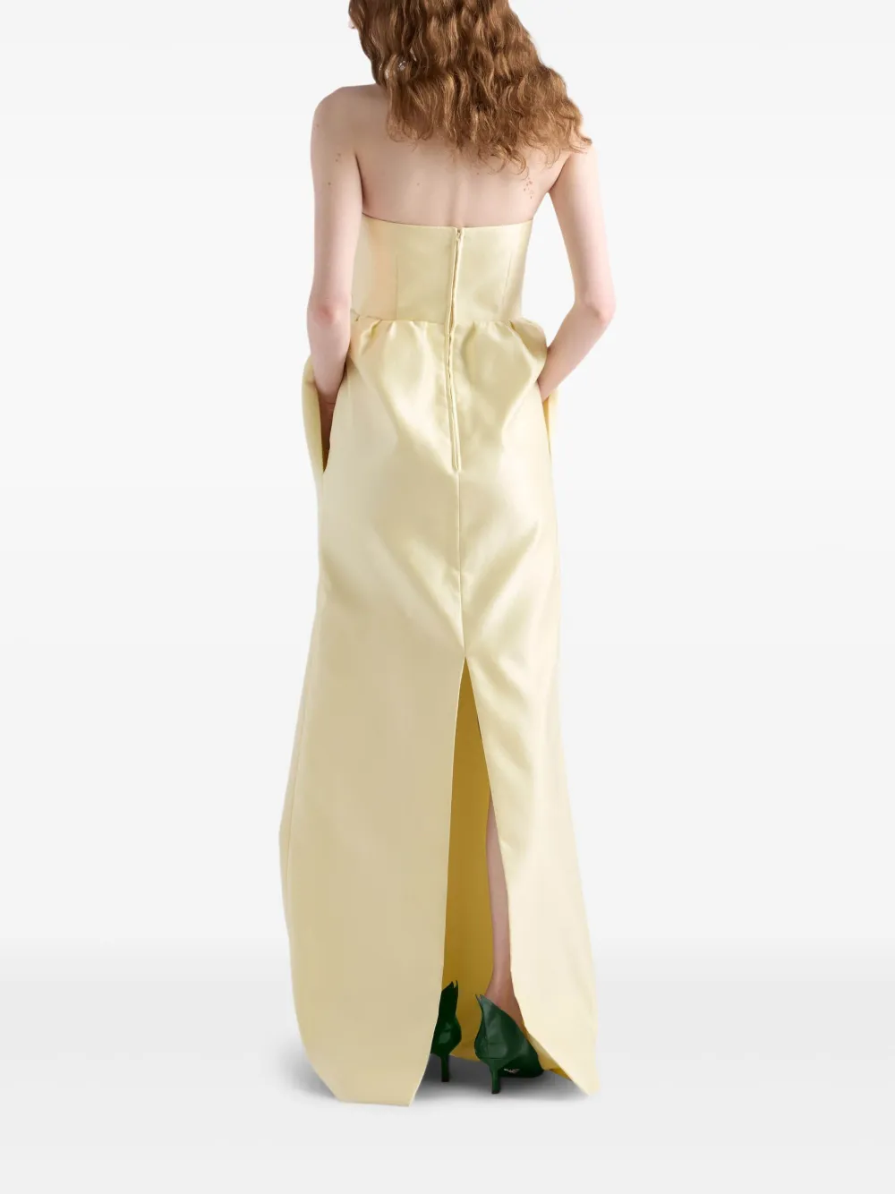 Prada Satijnen maxi-jurk Geel