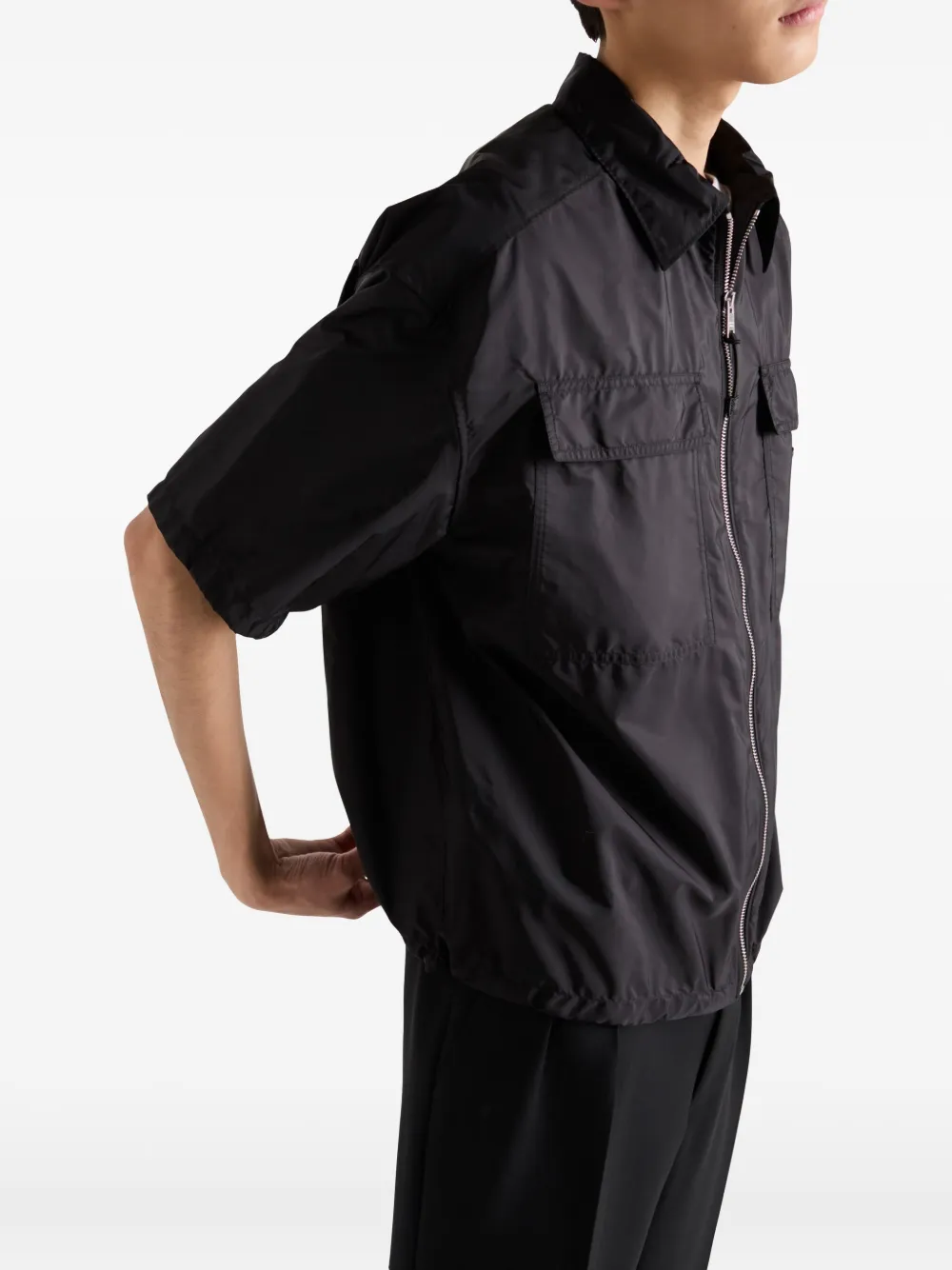 Prada Shirtjack met logo Zwart
