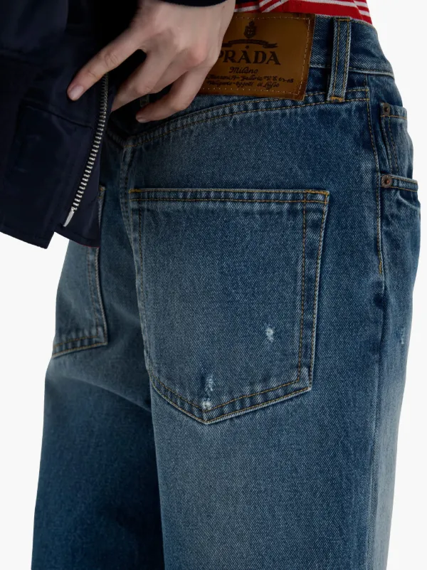 大人の上質  ストレート Prada デニムショーツ JP FARFETCH | ブルー | デニム+ジーンズ