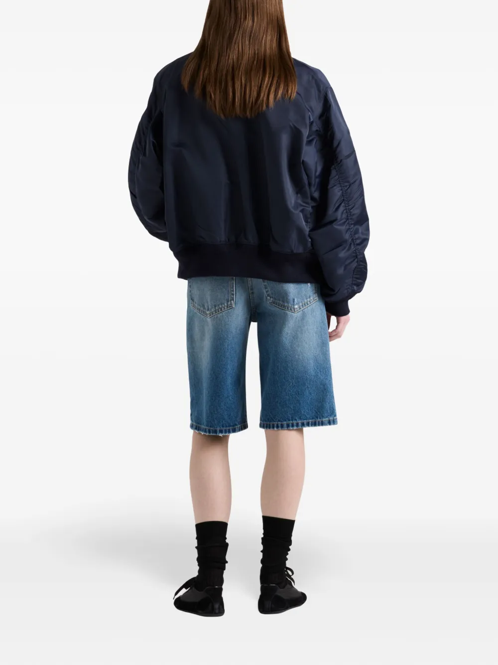 Prada Blue Bermuda Shorts In Washed Denim Women In ブルー