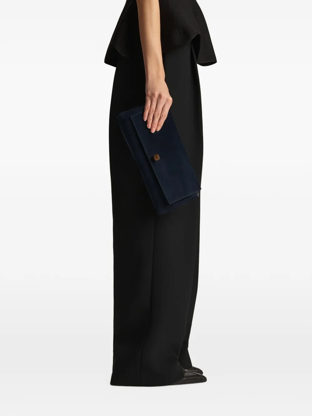 KHAITE Suède clutch Blauw