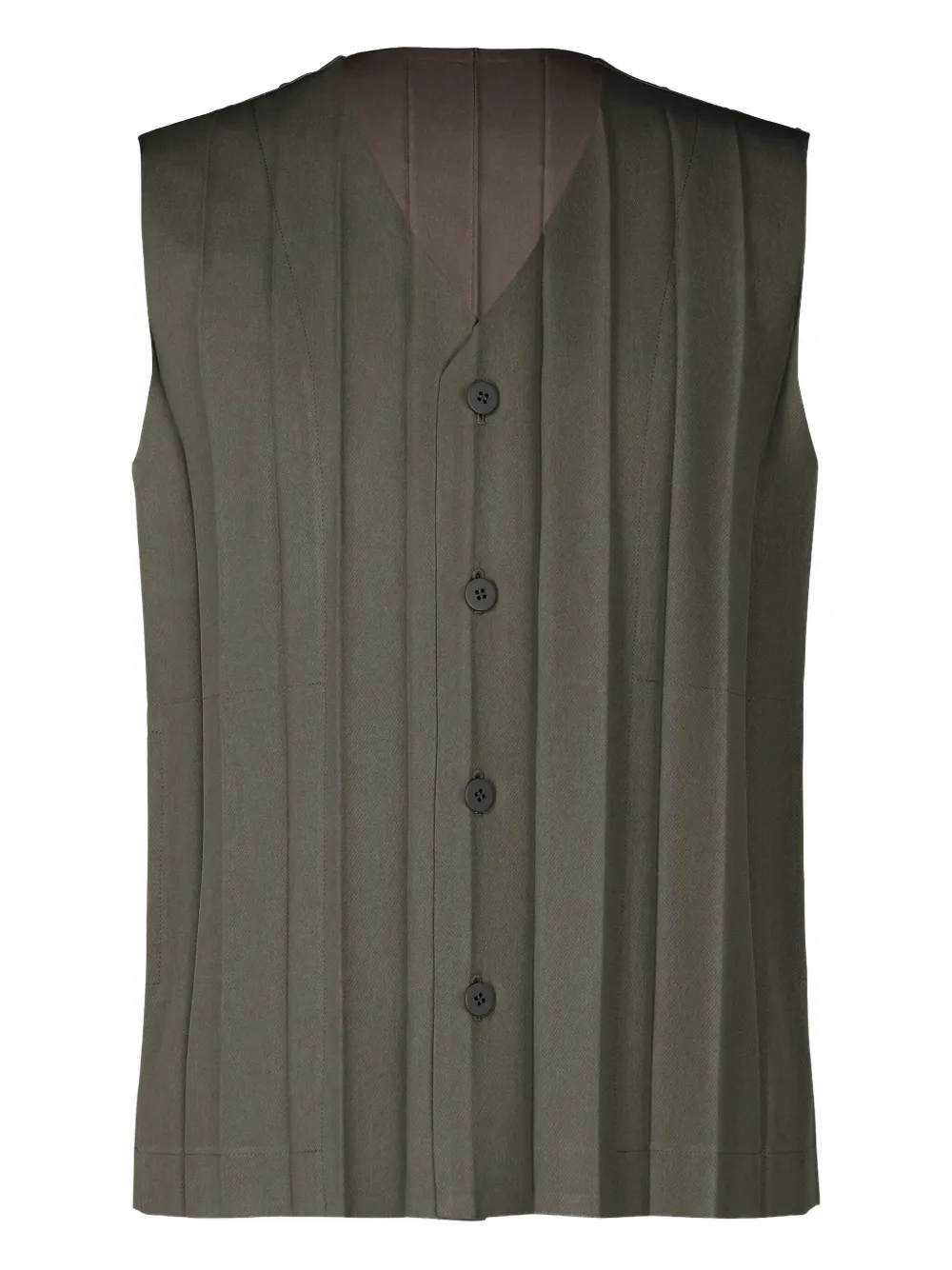 Homme Plissé Issey Miyake pleated button-front vest - ブラウン Homme Plissé Issey Miyake pleated button-front vest - ブラウン