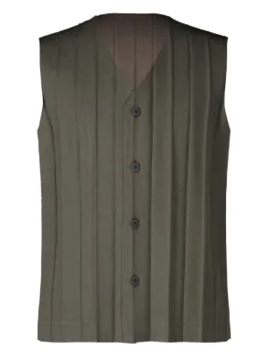 トップス Issey Miyake Homme Plisse vest HOMME PLISSÉ Issey Miyake - Pleated Button Up Vest in Black