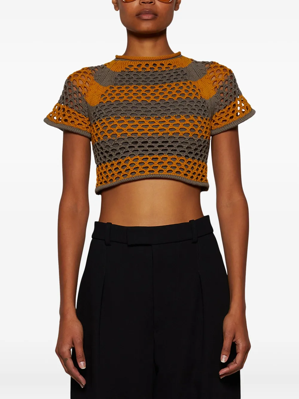 Diotima Rae Crocheted Short-sleeve Top In Multi