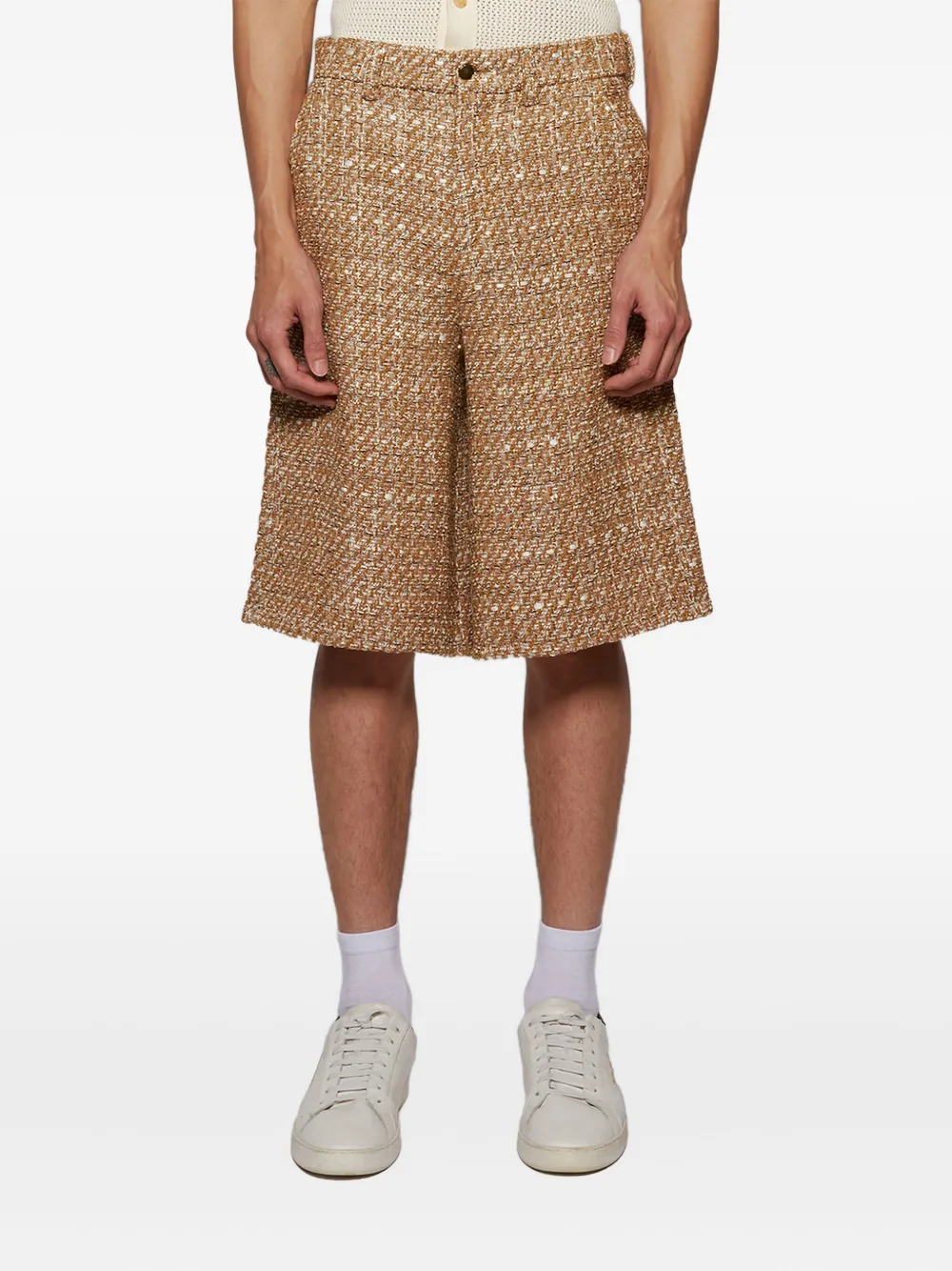 AMIRI Boucle front-pleat shorts Bruin