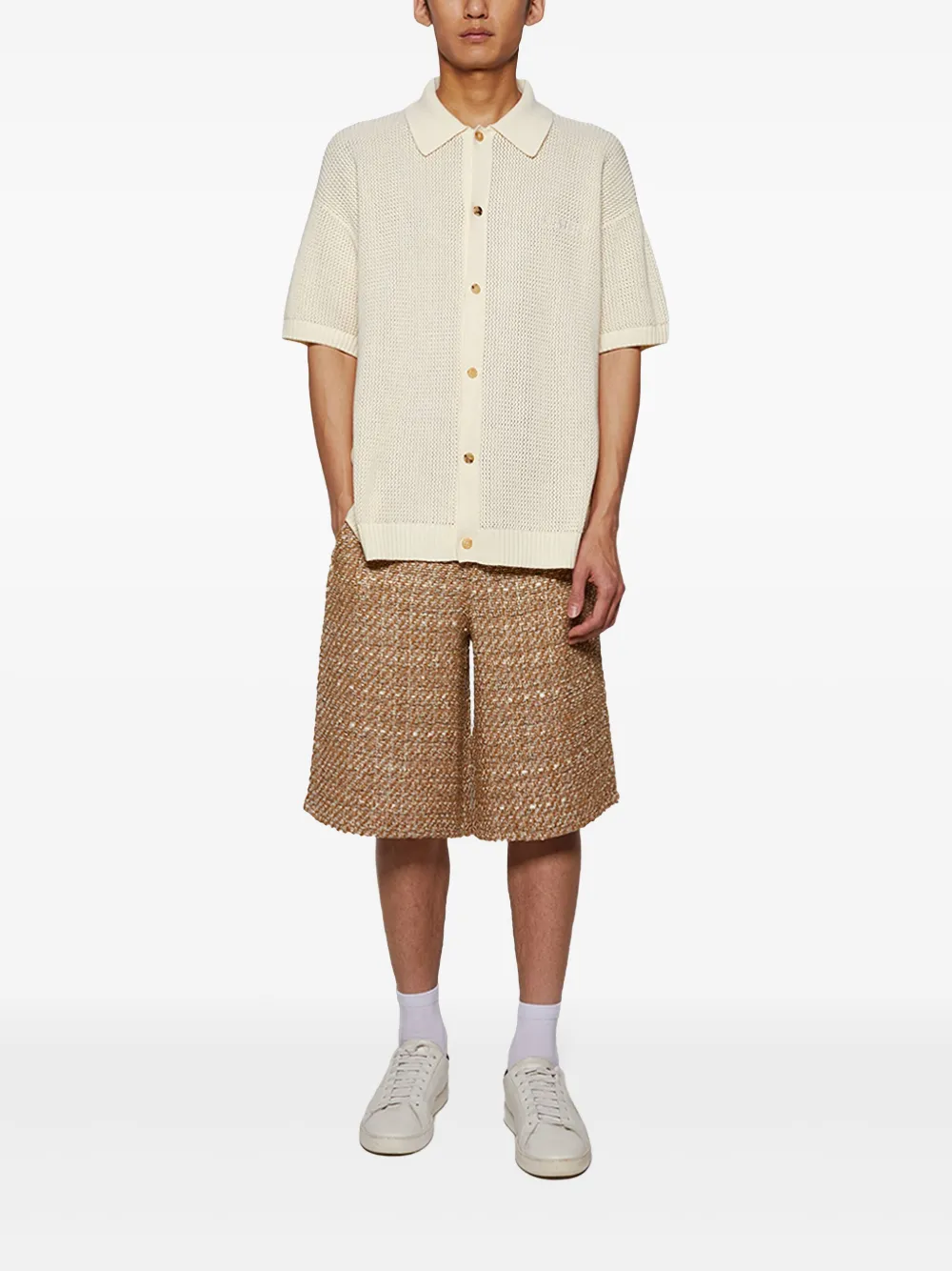 AMIRI Boucle front-pleat shorts Bruin