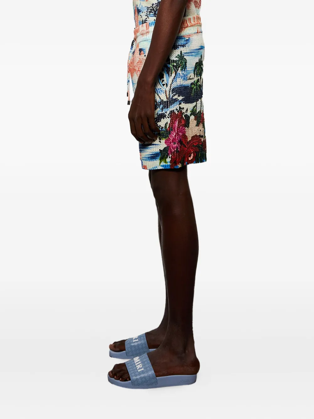 AMIRI Cityscape printed drawstring shorts Blauw