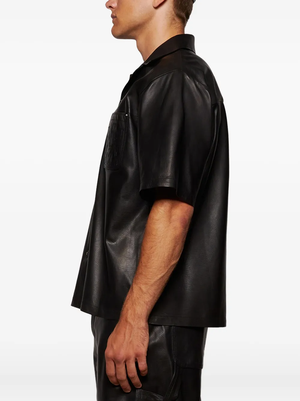 AMIRI MA embroidery leather shirt Zwart