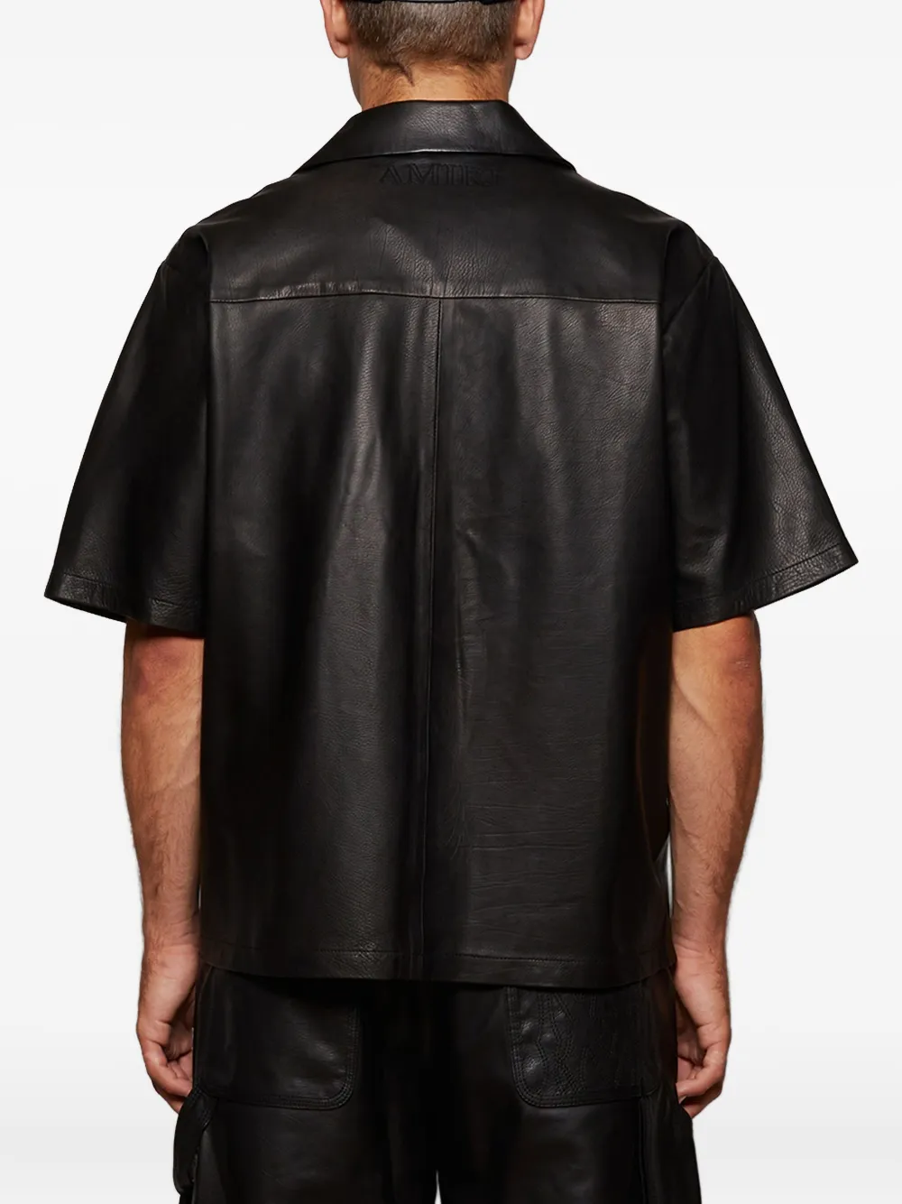 AMIRI MA embroidery leather shirt Zwart