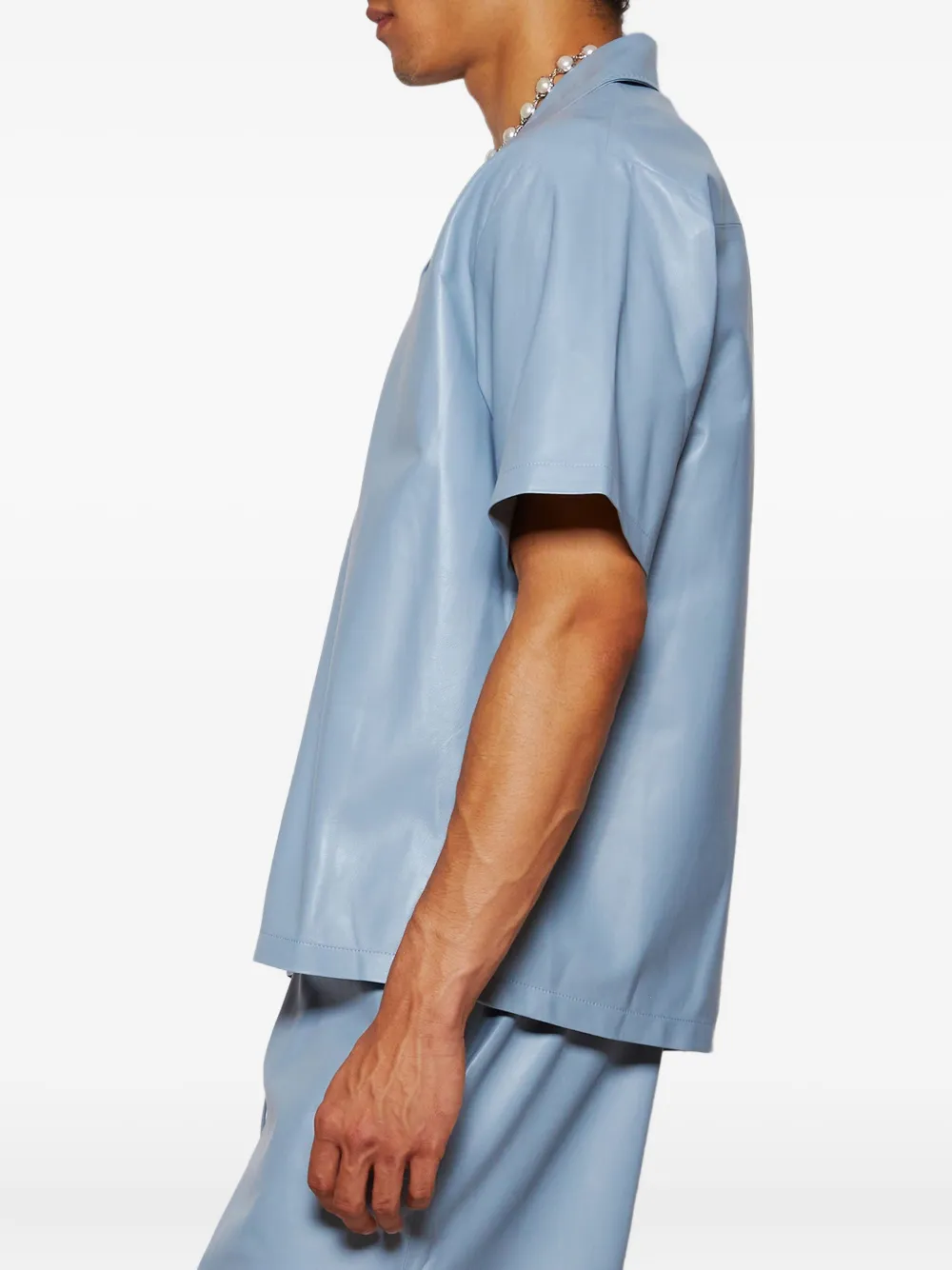 amiri レザーシャツ AMIRI ショートスリーブ レザーシャツ | ブルー