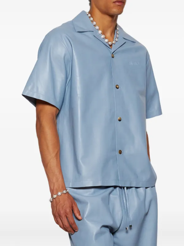 amiri レザーシャツ AMIRI ショートスリーブ レザーシャツ | ブルー