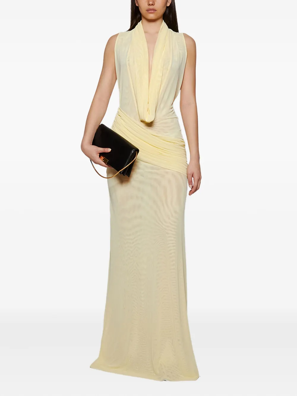 David Koma cowl-neck draped gown Geel
