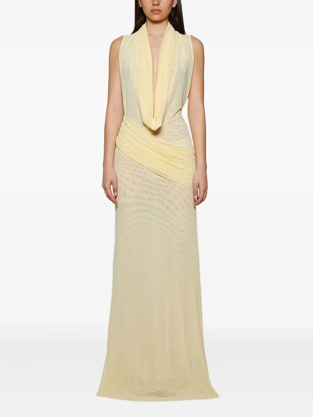 David Koma cowl-neck draped gown Geel