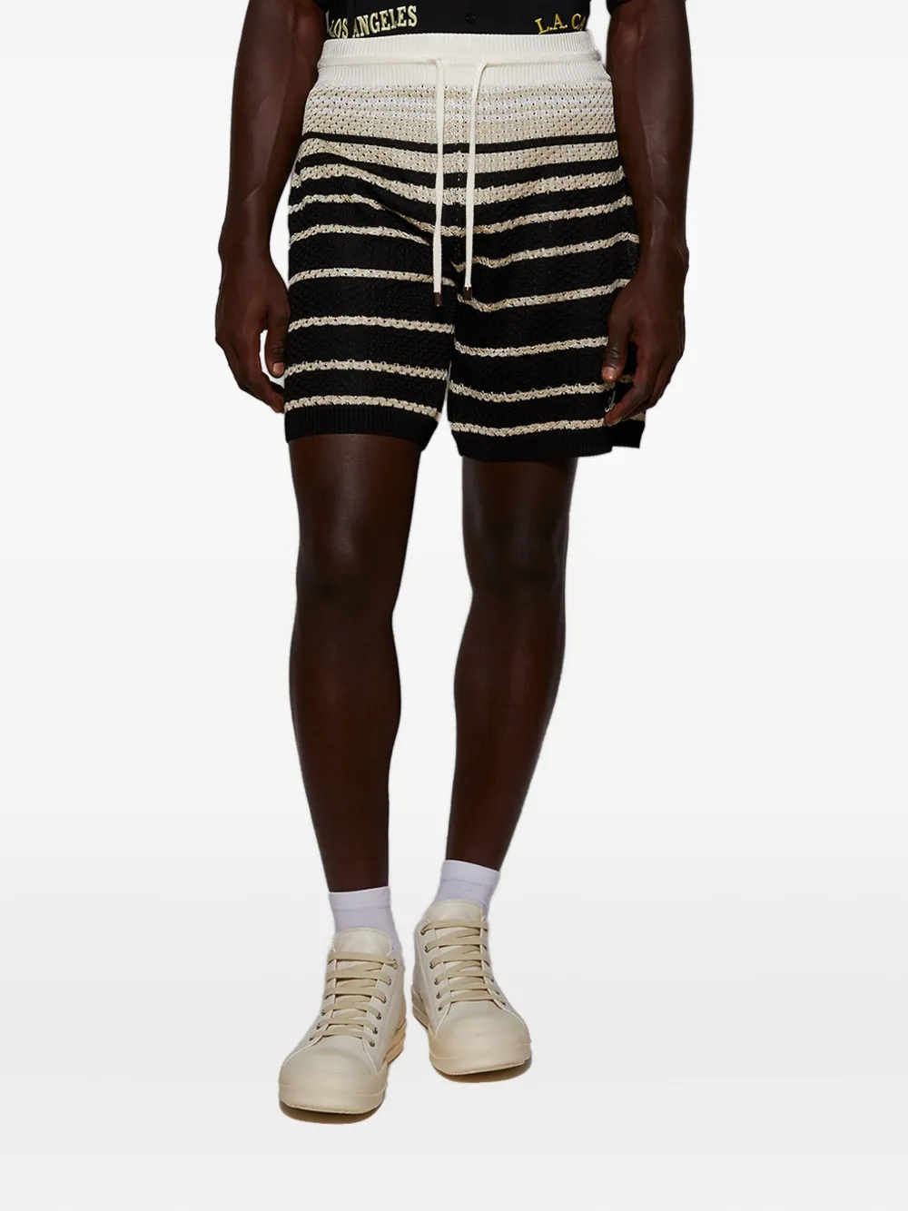  Amiri Striped Knit Shorts - Black 