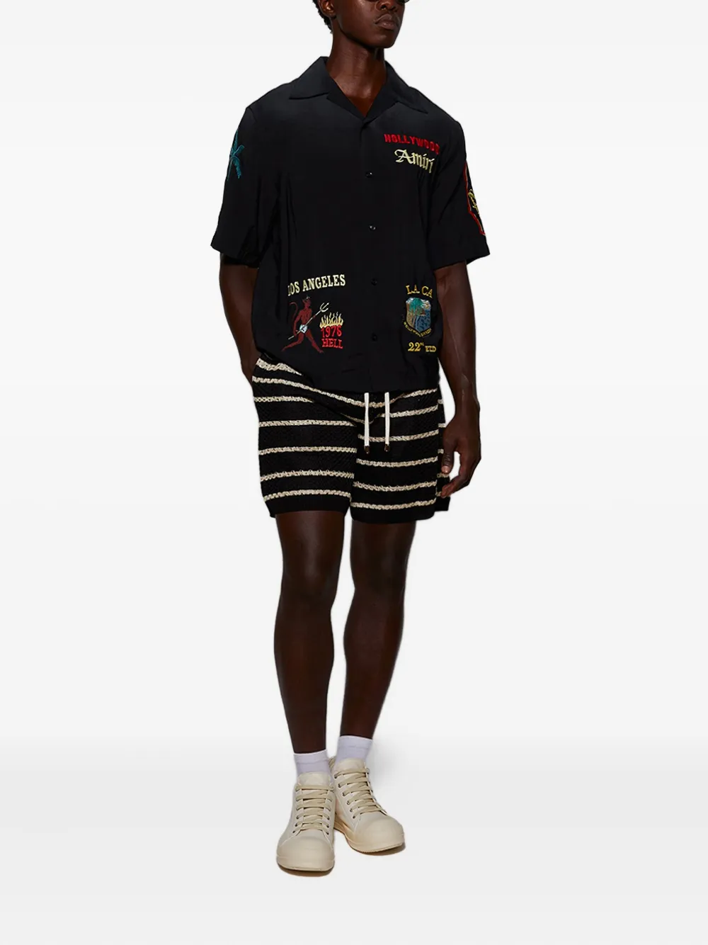 AMIRI striped knit shorts - Zwart