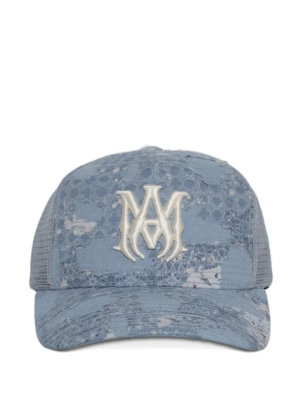 AMIRI blue embroidered unisex hat AMIRI Blue Embroidered Trucker Cap Amiri main image 3