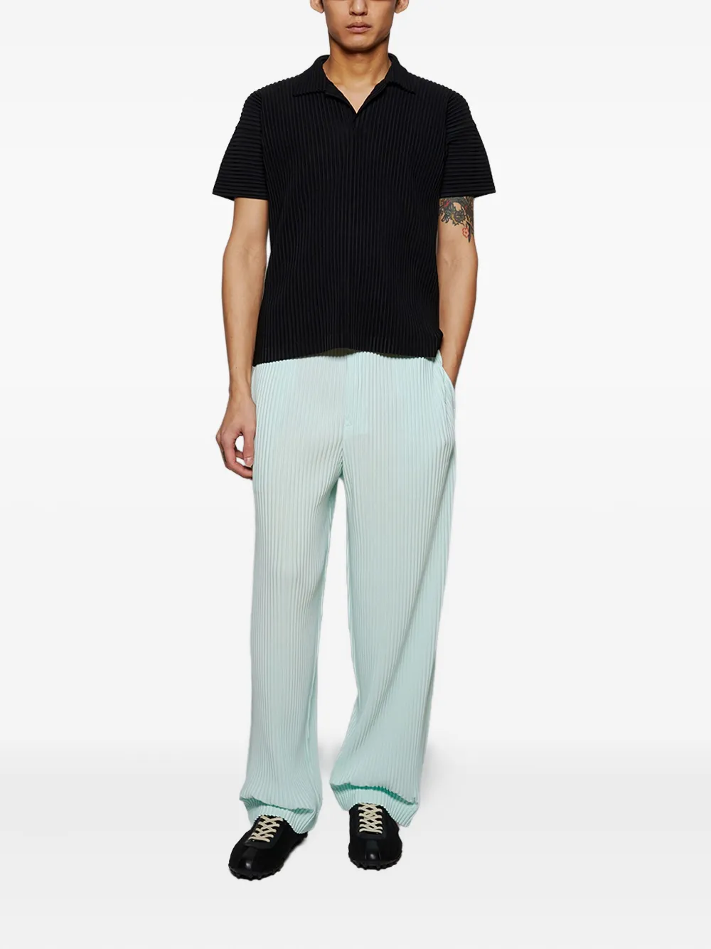 Homme Plissé Issey Miyake ribbed trousers Groen