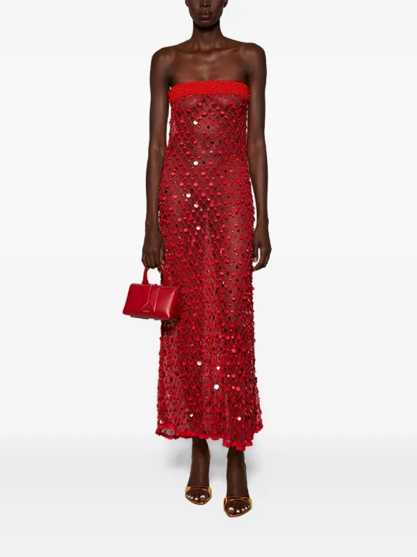 Roberta Einer sequin-embellished Midi Dress Red FARFETCH MY