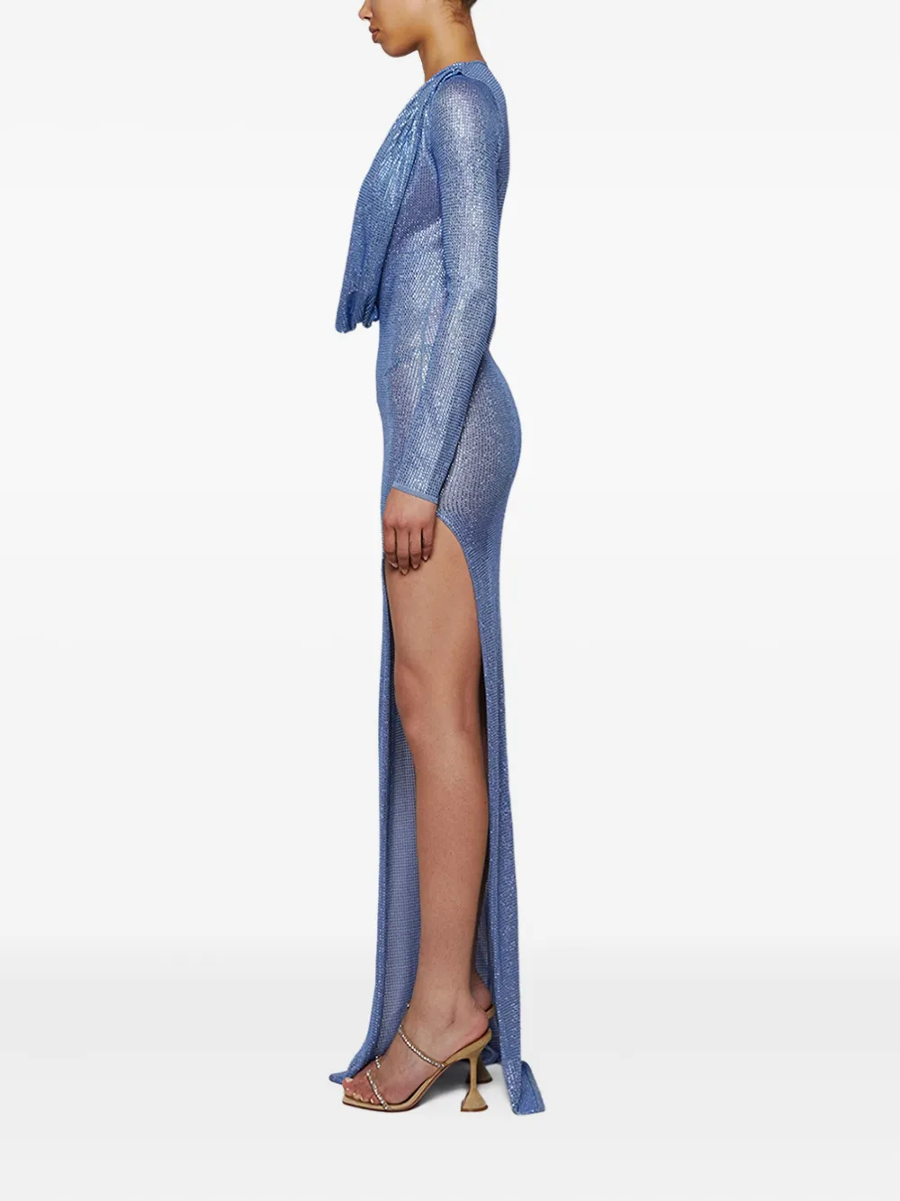 David Koma Avondjurk met col en stras Blauw