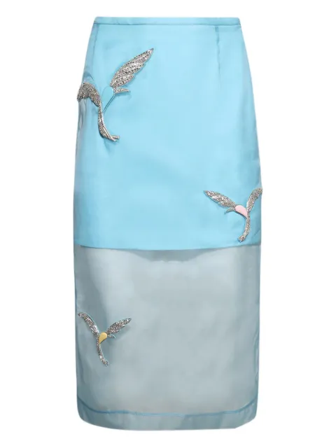 David Koma hummingbird embellished organza skirt