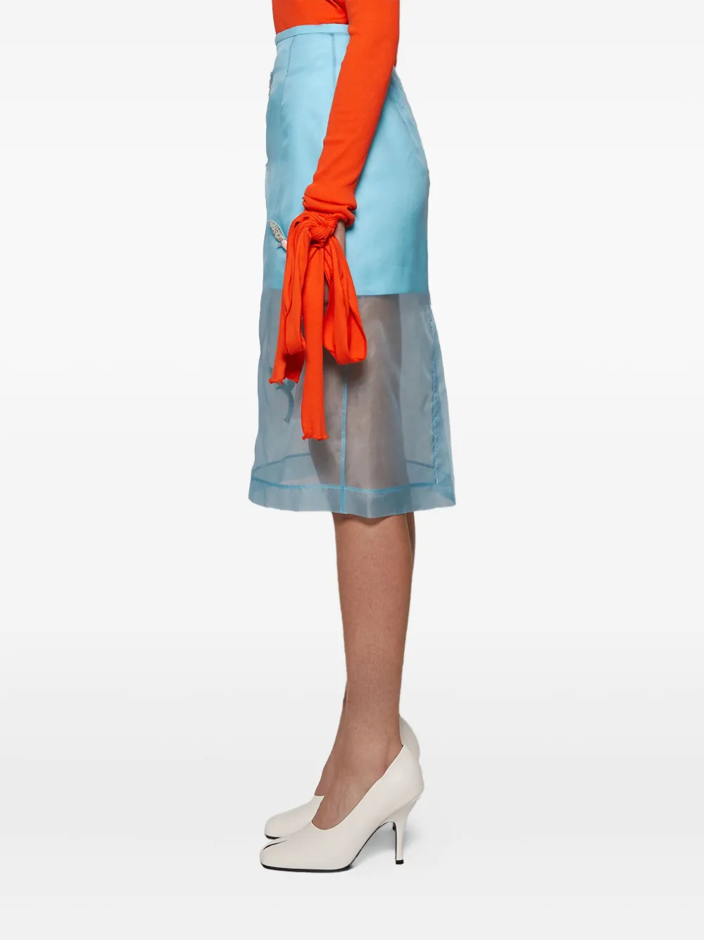 David Koma Organza rok met kolibrie Blauw