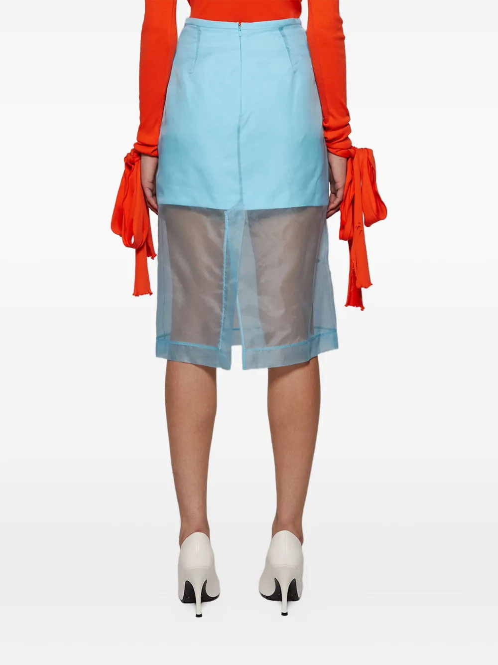 David Koma Organza rok met kolibrie Blauw