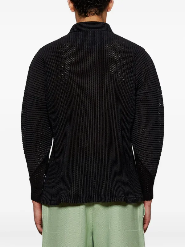 Homme Plissé Issey Miyake Pleated Shirt Jacket | Black | FARFETCH