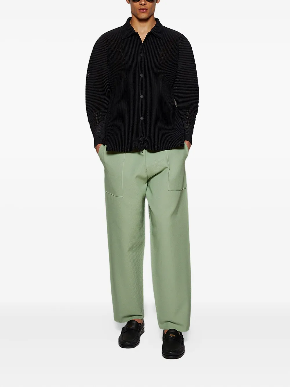 Homme Plissé Issey Miyake pleated shirt jacket Zwart