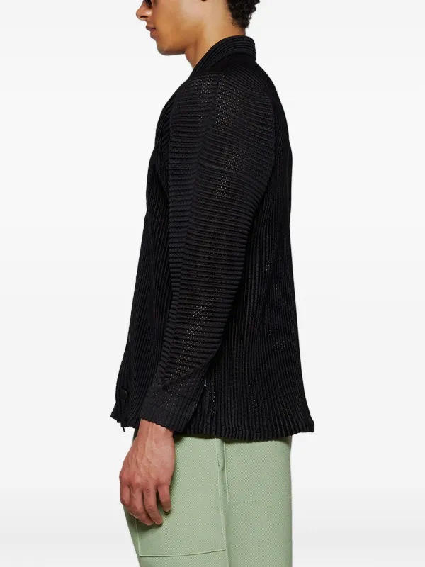 Homme Plissé Issey Miyake Pleated Shirt Jacket | Black | FARFETCH