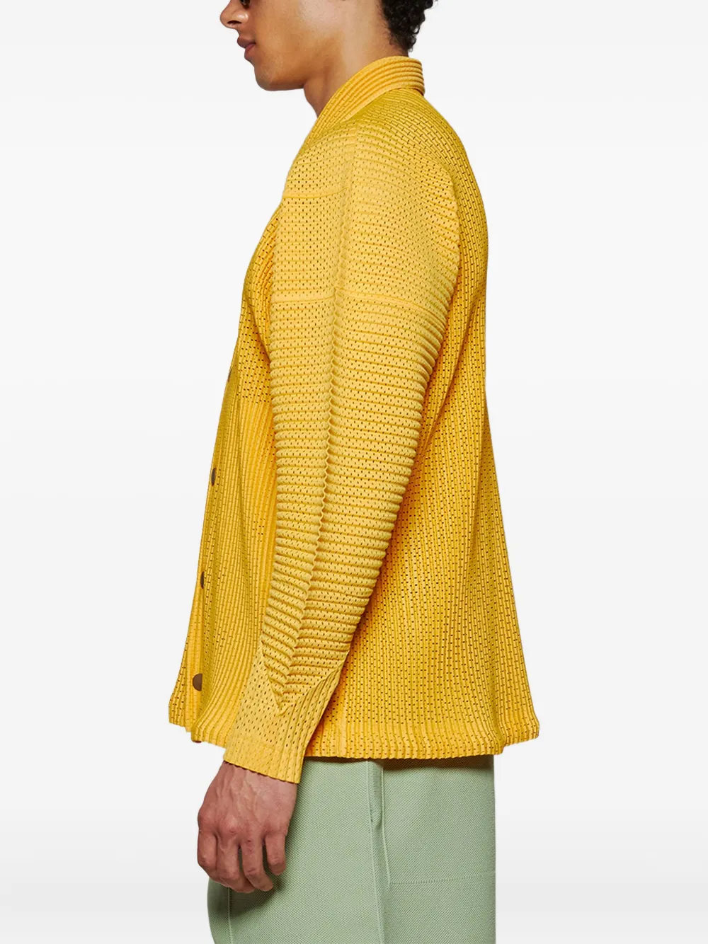 Homme Plissé Issey Miyake pleated button shirt Geel
