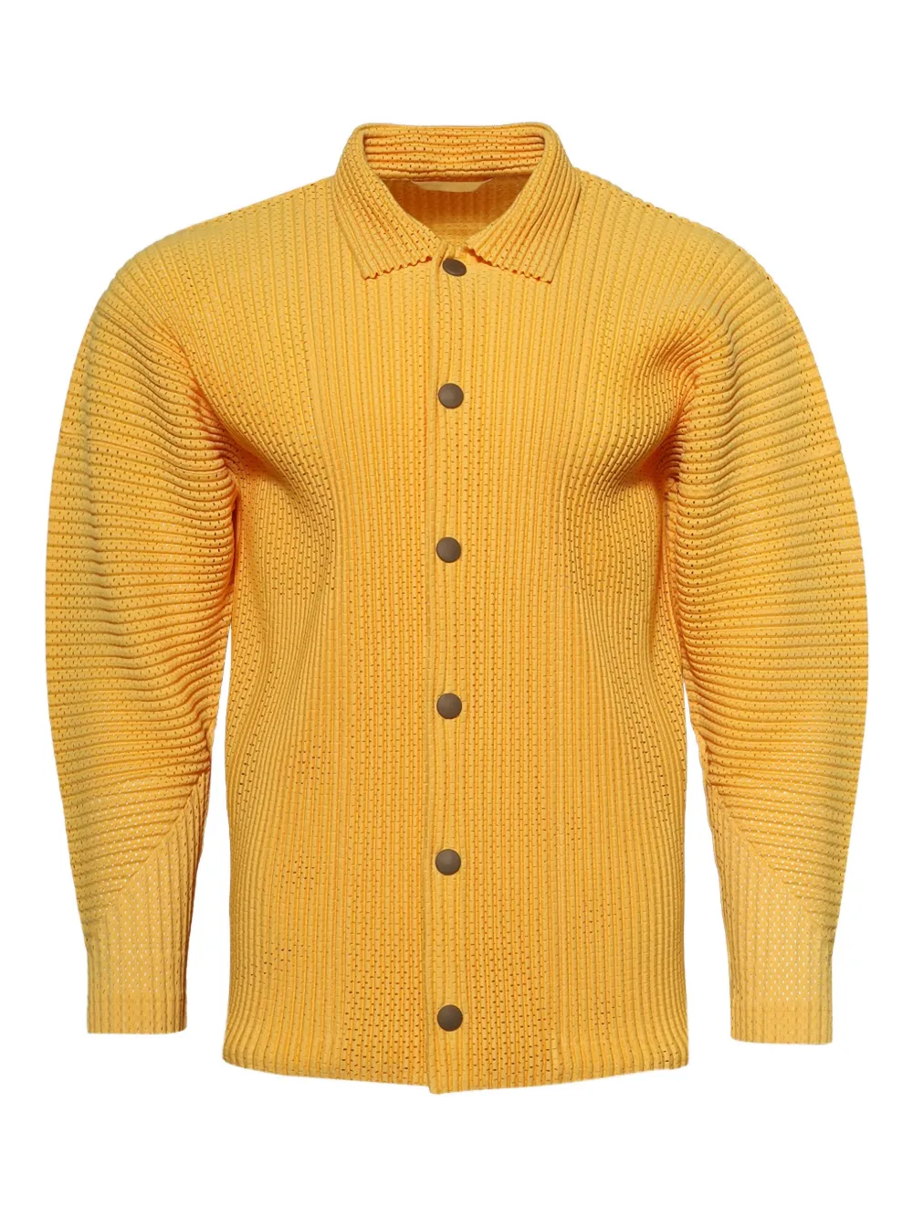 Homme Plissé Issey Miyake pleated button shirt Geel