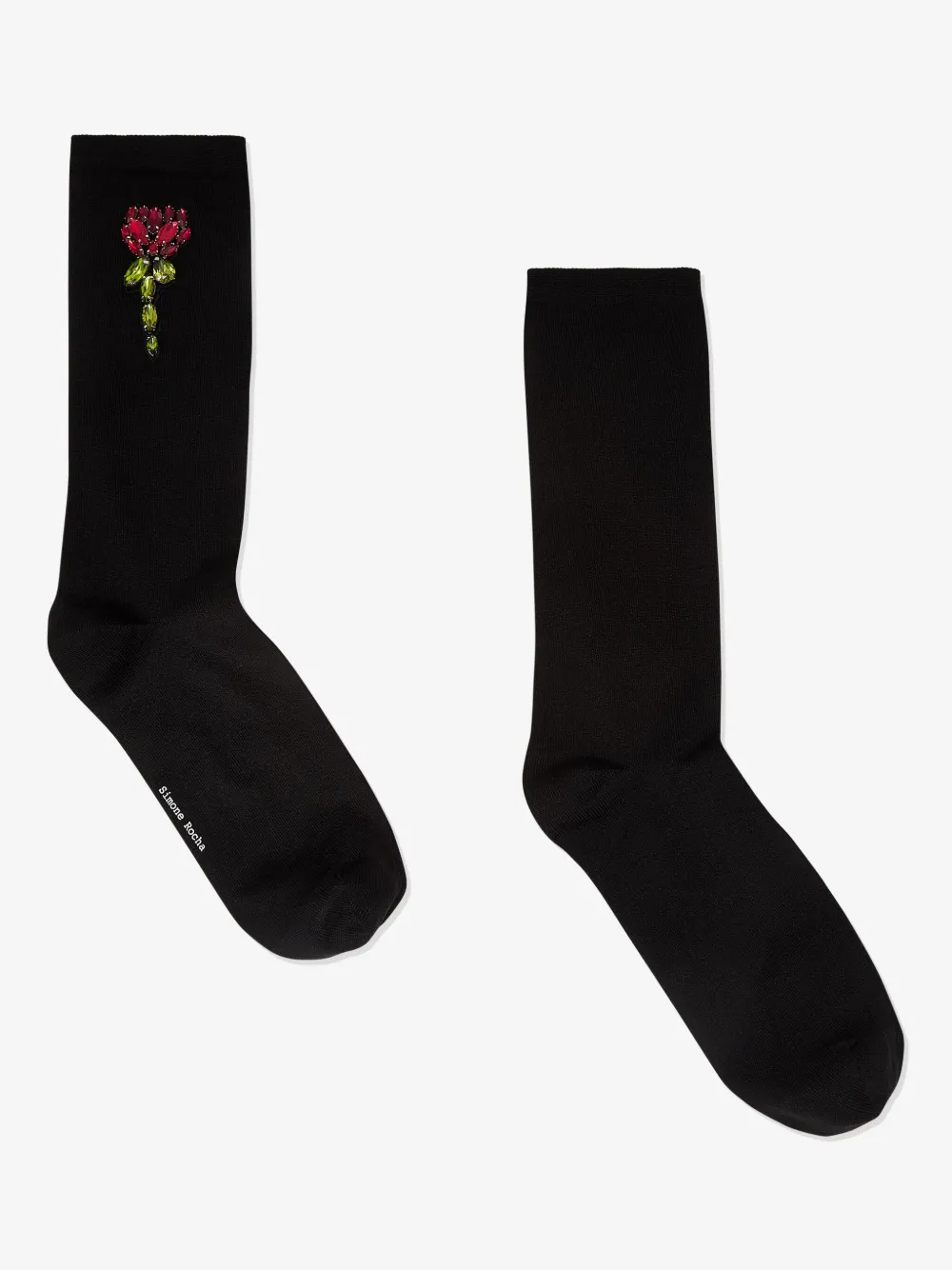 rose-embroidered socks