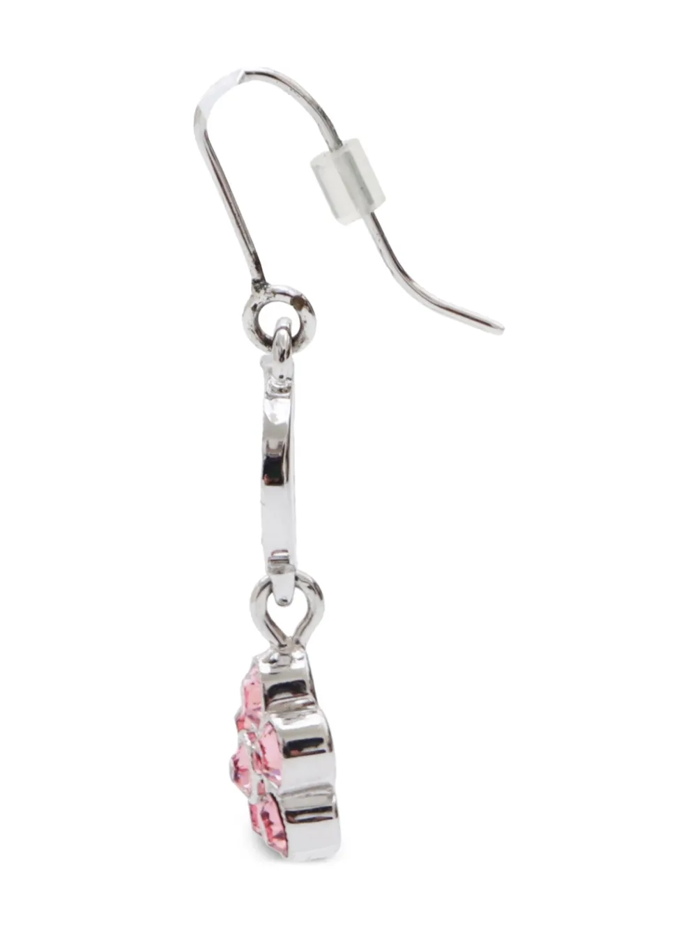 Pre-owned Dior 2000s Flower Drop Earrings In Silver