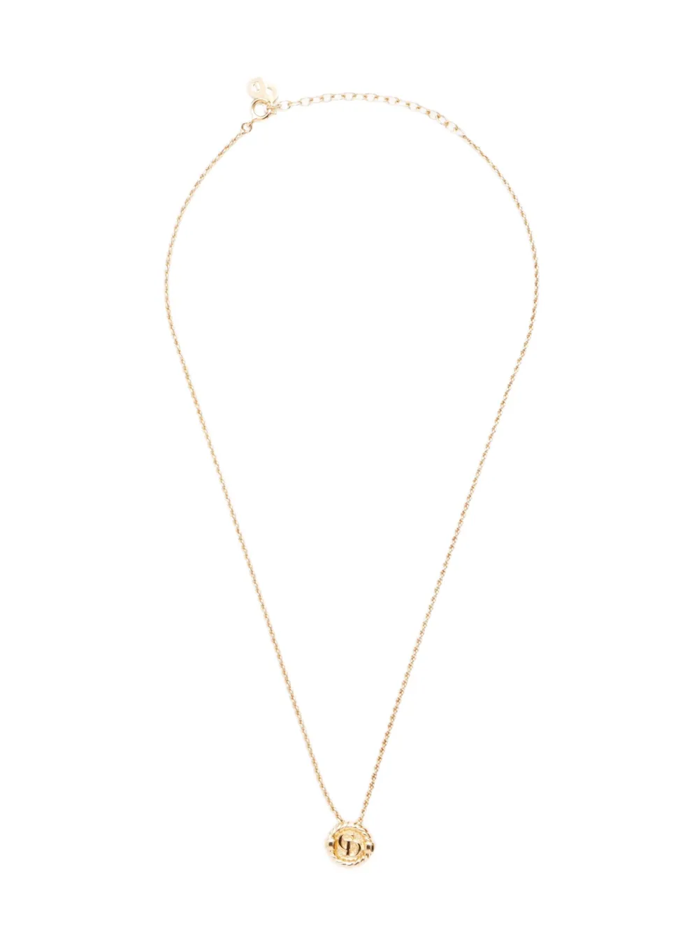 Pre-owned Dior 1990's Cd Logo Necklace In Gold
