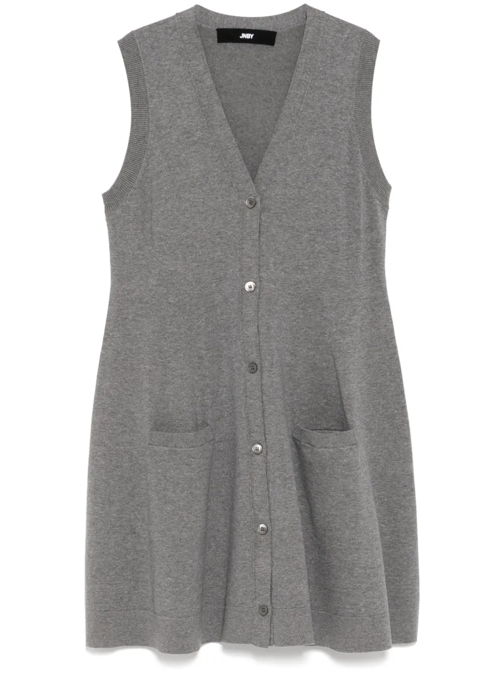 V-collar sleeveless knitted dress