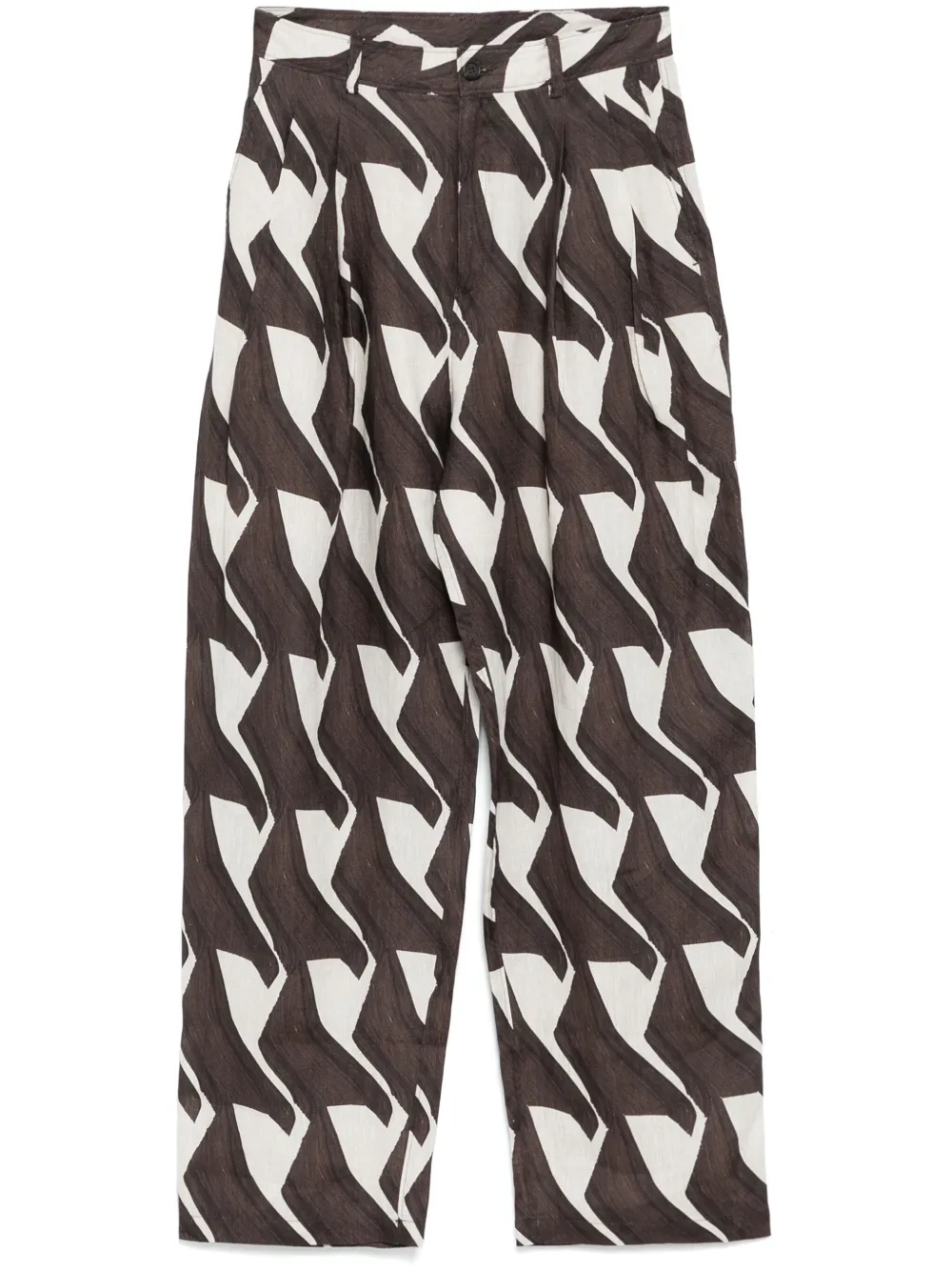 Pattern-printed tapered trousers