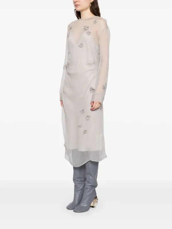 JNBY ラウンドカラーシルクドレス | グレー | FARFETCH JP 