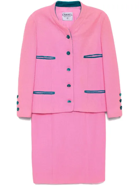 CHANEL Pre-Owned 1996 Setup Suit Collarless Jacket Skirt