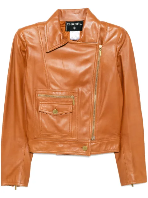 CHANEL Pre-Owned 2001 Zip Up Leather Jacket