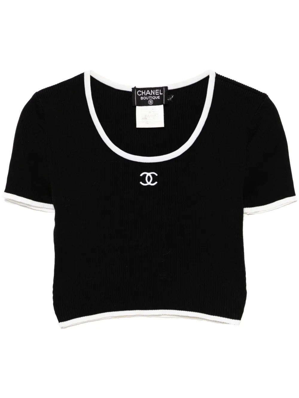 Pre-owned Chanel 1995 Cropped T-shirt In Black