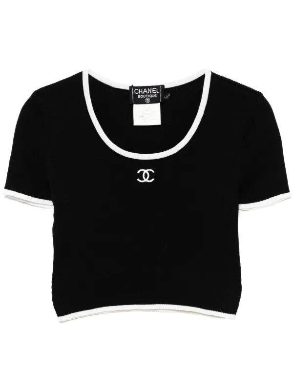 CHANEL Pre-Owned 1995 クロップド Tシャツ | ブラック