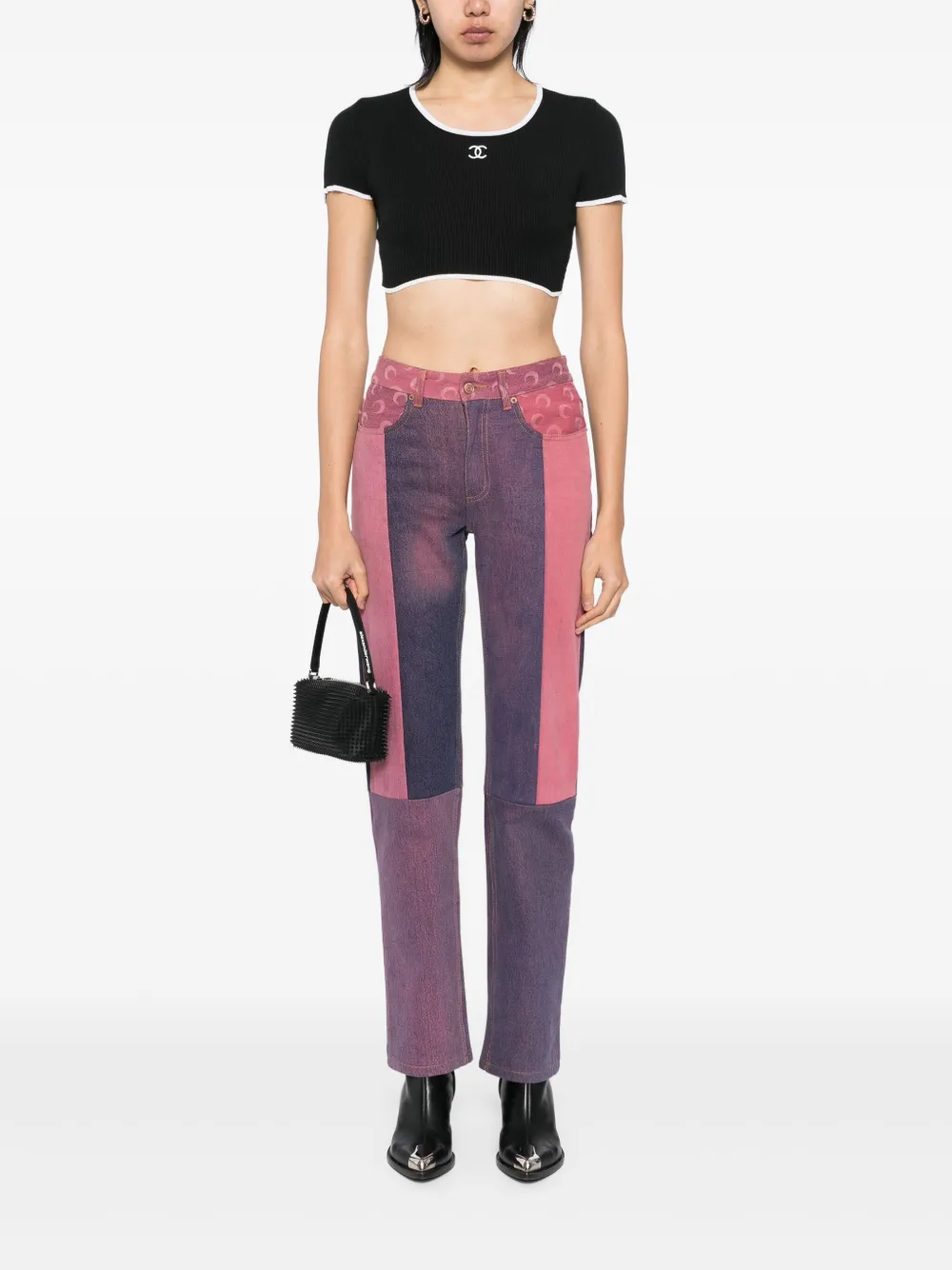 Pre-owned Chanel 1995 Cropped T-shirt In Black